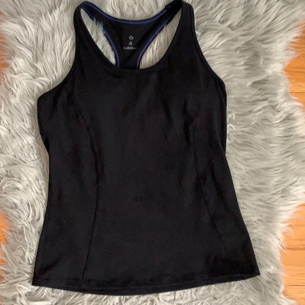 Black Activewear Racerback Top with Built in Bra